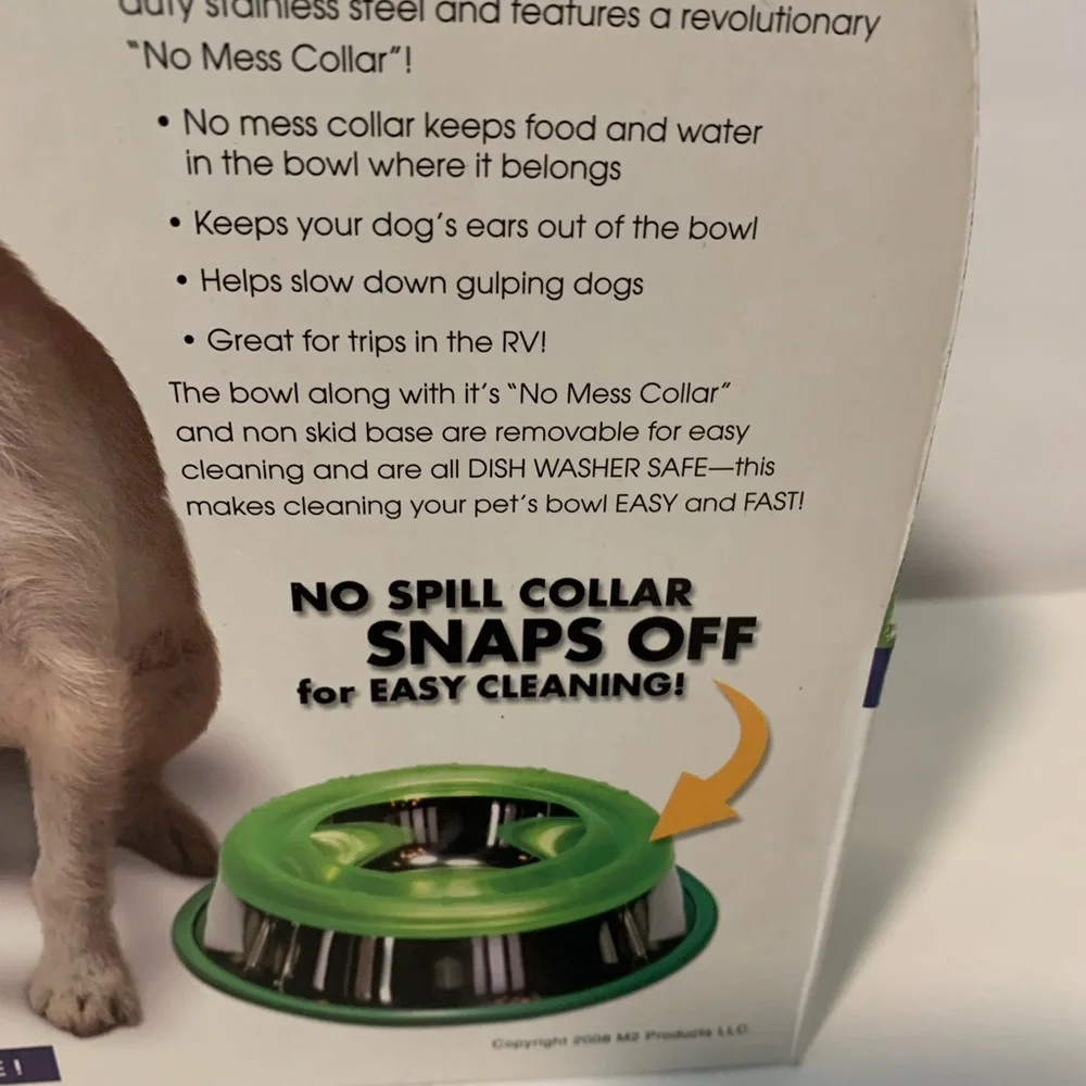 No Spill stainless steel Dog Bowl 24 oz New